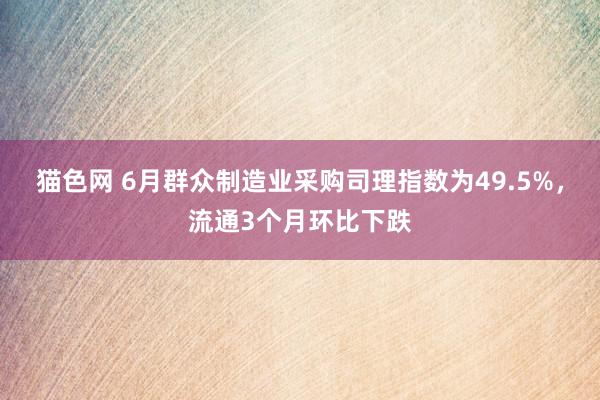 猫色网 6月群众制造业采购司理指数为49.5%，流通3个月环比下跌