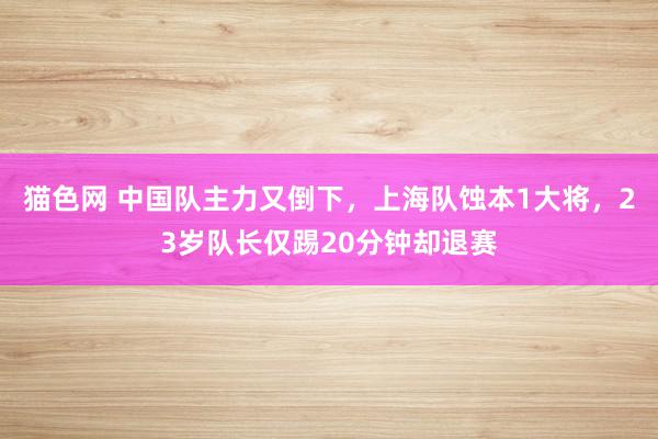 猫色网 中国队主力又倒下，上海队蚀本1大将，23岁队长仅踢20分钟却退赛