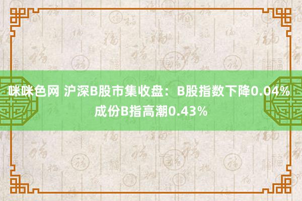 咪咪色网 沪深B股市集收盘：B股指数下降0.04% 成份B指高潮0.43%